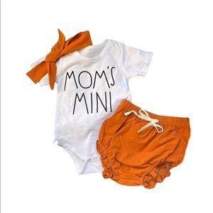Burnt Orange & White size 12 month onside and shorts with headband